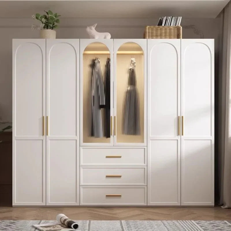 Wooden Clothes Storage Wardrobe with Dressing Table, Drawers, and Multifunctional Organizer, Bedroom Furniture
