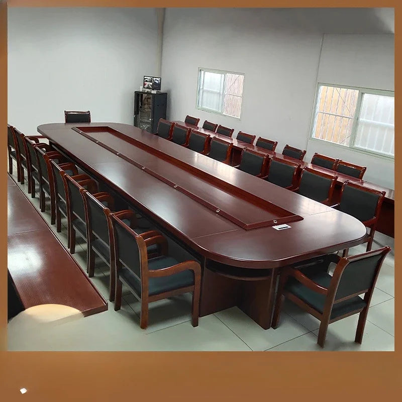 Large table solid wood, meeting room table and chair combination oval
