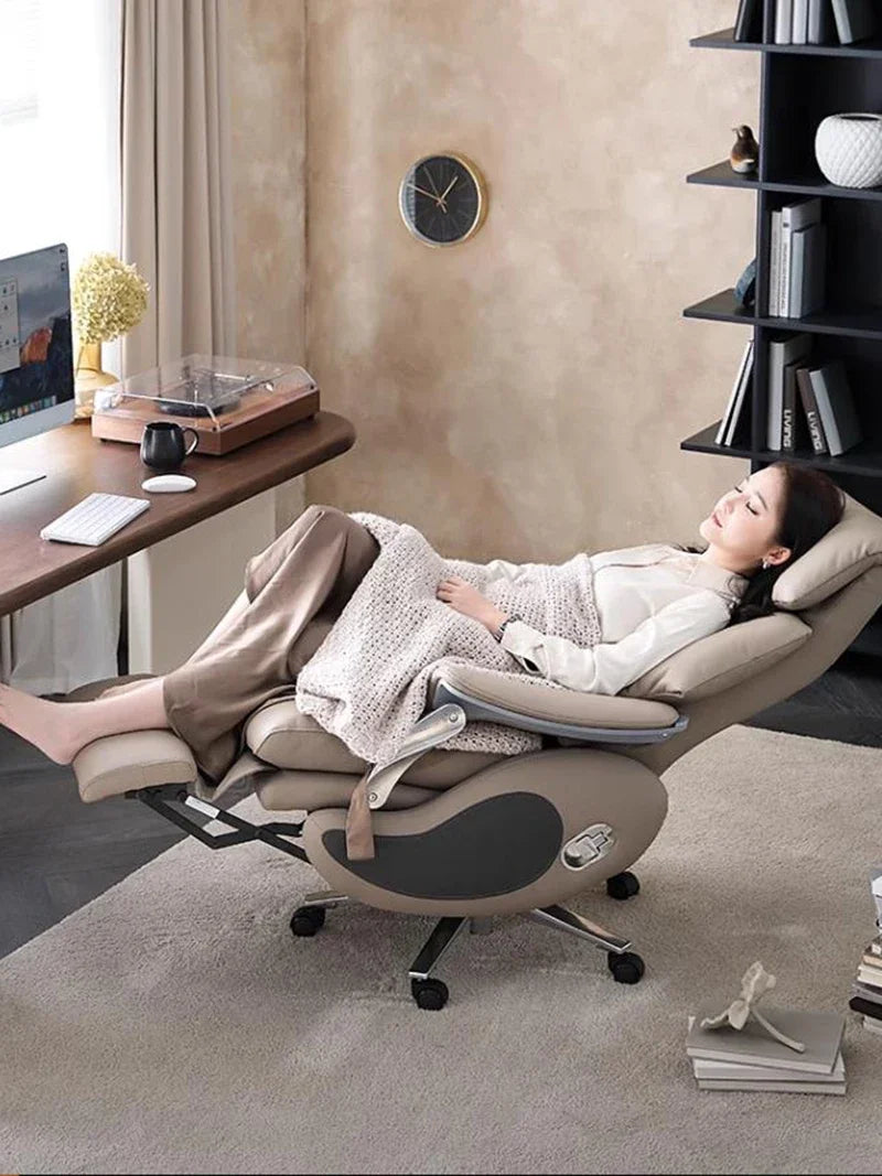 Luxurious Leather Office Chair Electric Massage Lounge Nordic Work Gaming Chair Bedroom Silla De Escritorio Office Furniture
