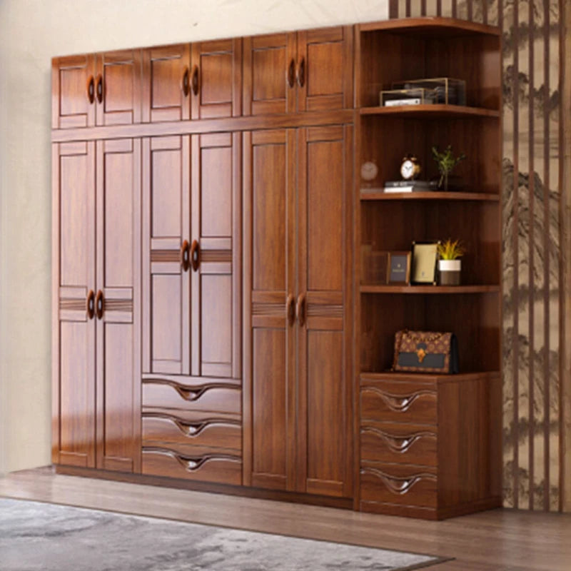 Wall-Mounted Nordic Wood Wardrobe – Multilayer Open Closet and Organizer for Bedroom