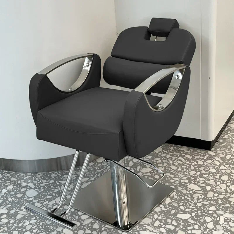 Barbershop Swivel Salon Chair – Leather Luxury Gold, Hydraulic Base, Silla De Barbero, Barber Equipment Furniture