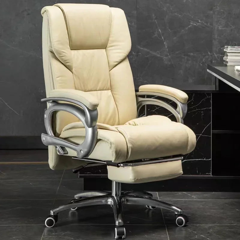 Comfortable Gaming Recliner: Rotating Office Chair with Wheels for Relaxation.
