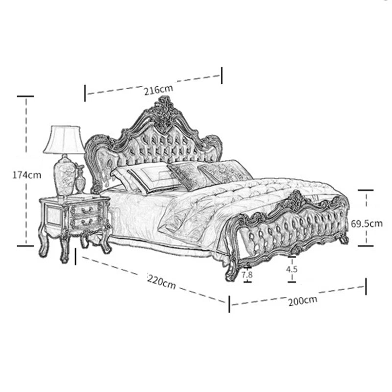 High quality European solid wood double bed wedding bed American furniture 1.8m master bedroom leather soft leather princess bed
