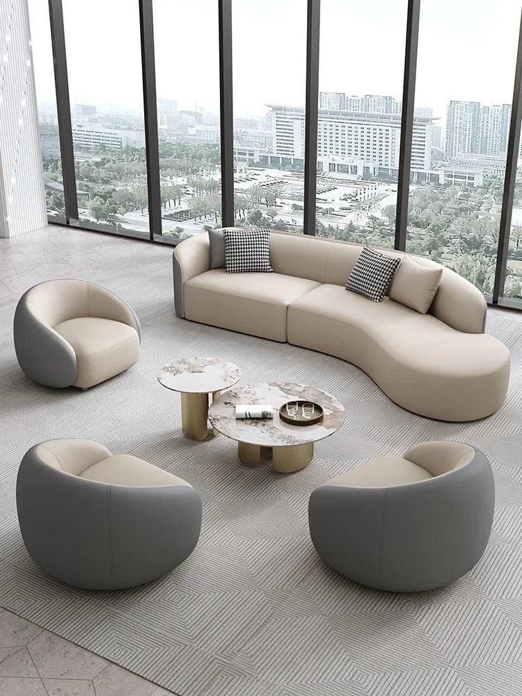 Customized arc sofa Hotel lobby VIP club rest area reception visitor arc sales office to discuss sofa.