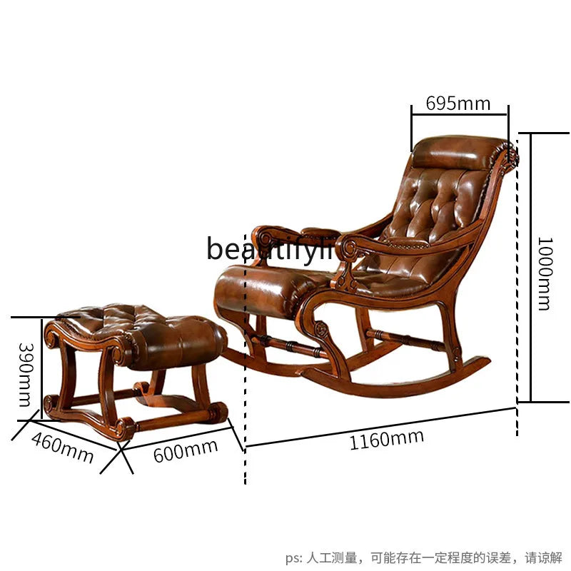 American Retro Recliner; Casual Leather Rocking Chair