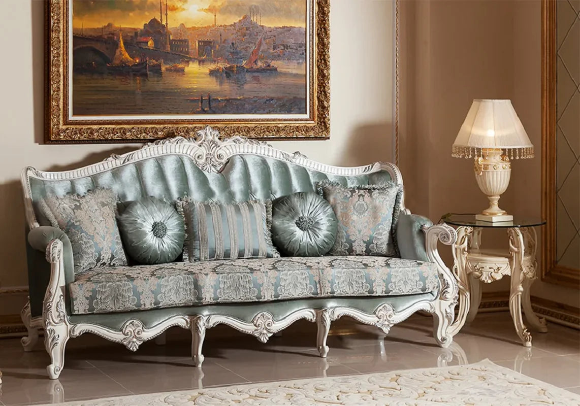 European Fabric Sofa 123 Combo – French Luxury Palace-Style, Classic Living Room Sofa