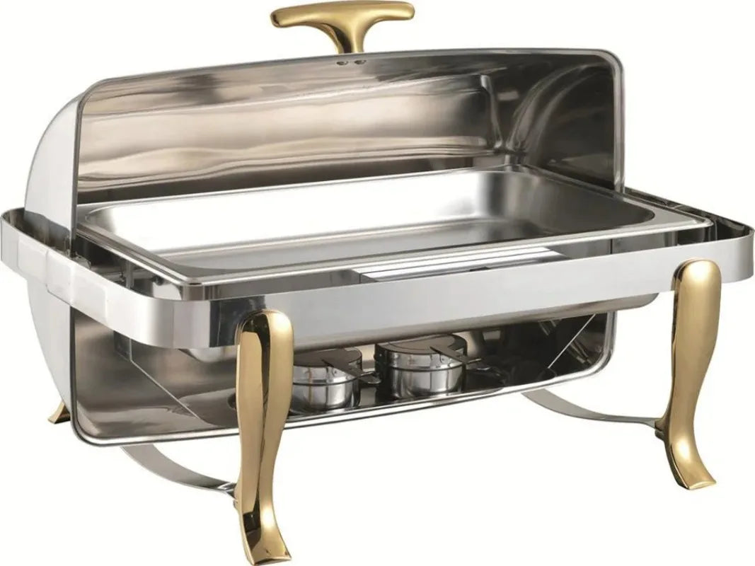 9L Foldable Stainless Steel Buffet Stove Set – Square Container, Rectangular Chafing Dish, Food Warmer for Catering