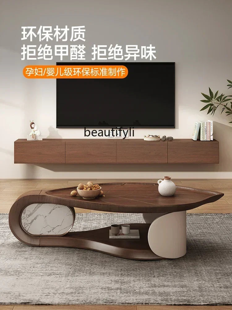 Modern Light Luxury Designer Coffee Table Veneer of Juglans Regia High-Grade Living Room Special-Shaped Coffee Table