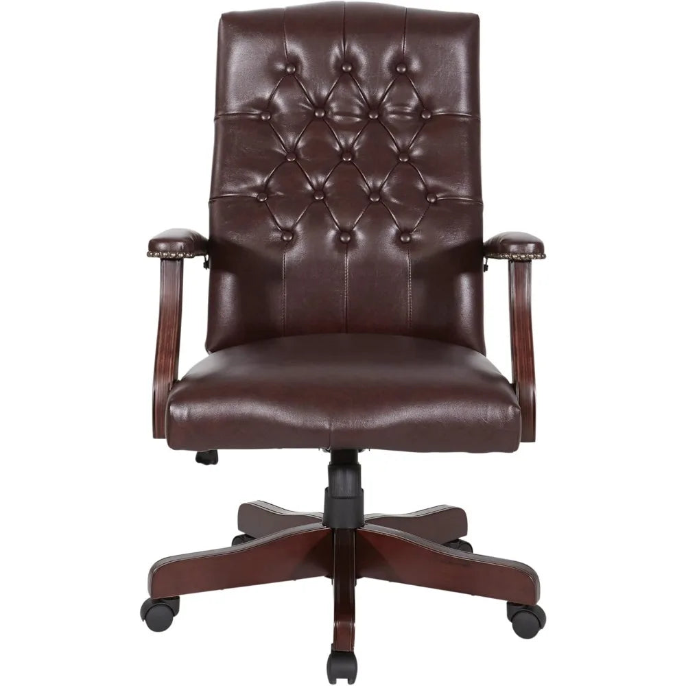 Office Chair, Traditional Tufted High Back with Upholstered Seat and Built-in Lumbar Support, Ergonomic, Executive Chair