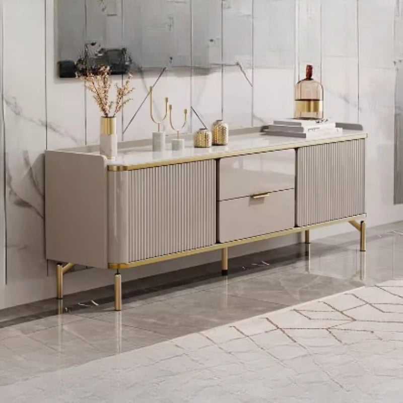 Luxury Modern Display Cabinet – Industrial Floating TV Stand with Storage Shelves