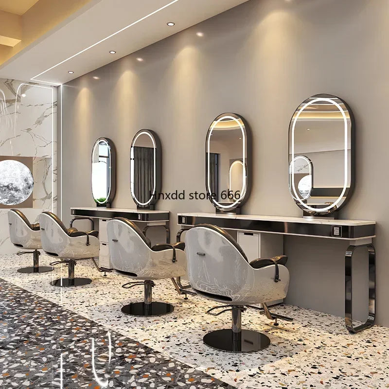 Table Hair Salon Cut Hair Double-Sided Table Hair Shop Perm Dyeing Mirror Table Makeup Mirror