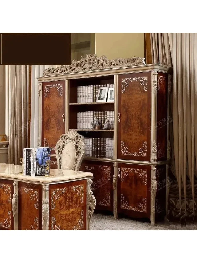 Customizable Luxury Desk and Chair Set with Solid Wood and Marble