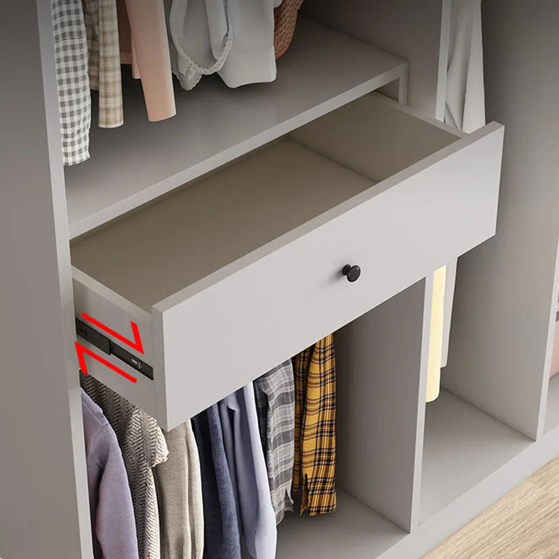 Grey Storage Wardrobe – Large Closet Organizer for Bedroom Clothes