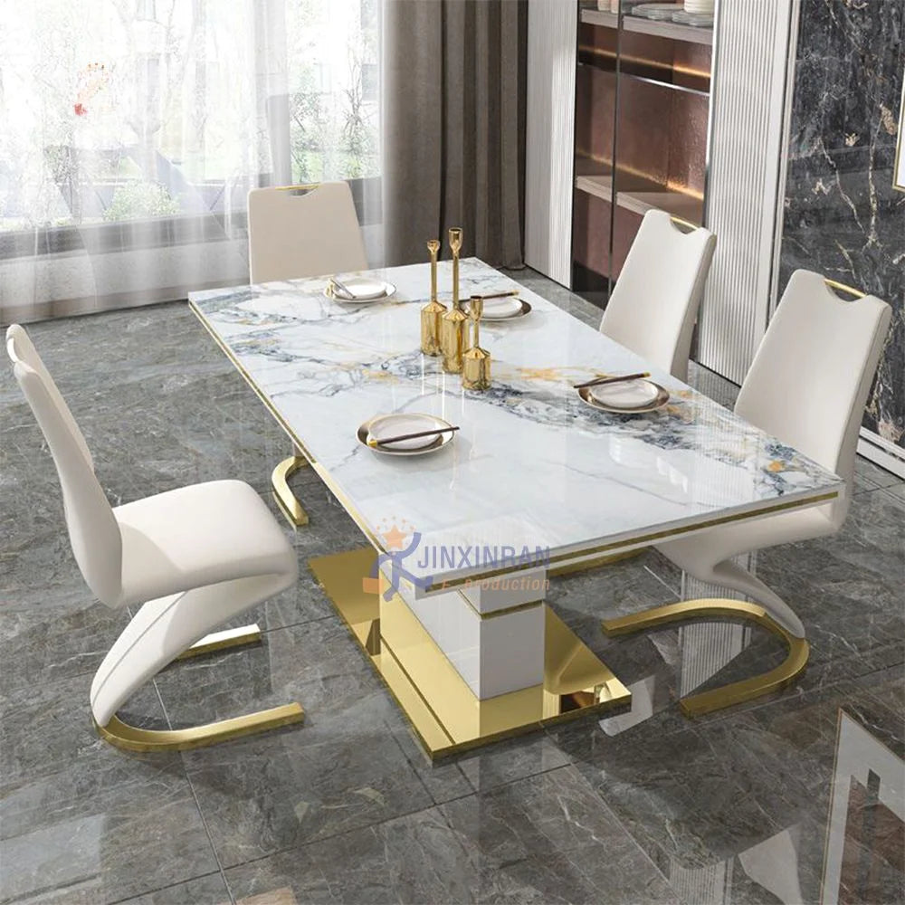 Luxury Gold Stainless Steel Hotel Chair Household Furniture Dining Room Leather Dining Chair
