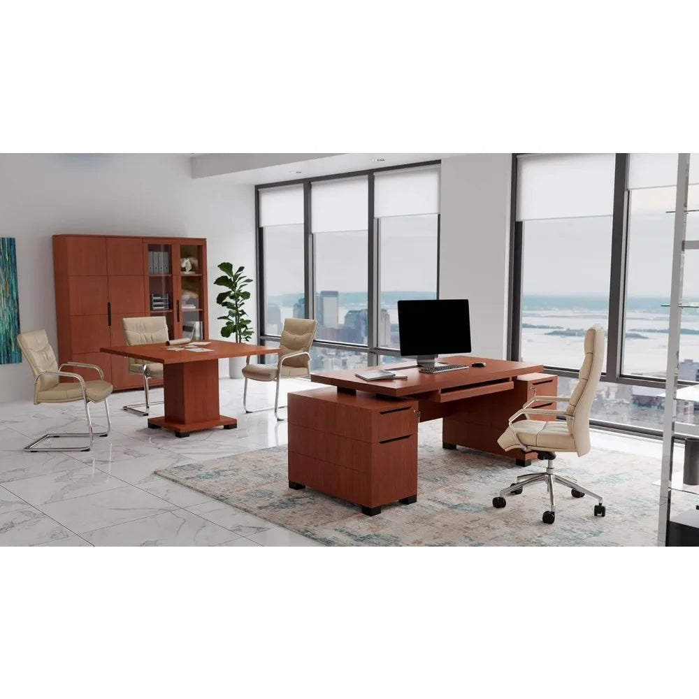 Modern Executive Desk 79" with Filing Cabinets ,Writing Desk with Storage Cabinet for Home Office,Living Room