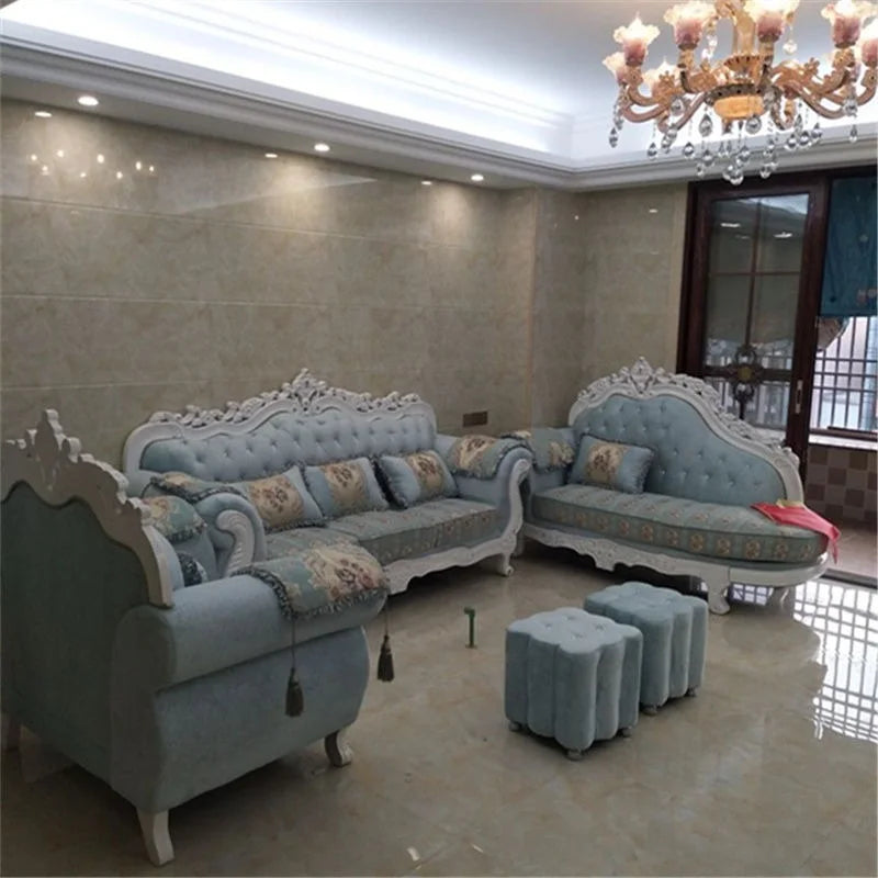 European-style High-quality Fabric Sofa Living Room Combination Solid Wood Removable and Washable Sofa