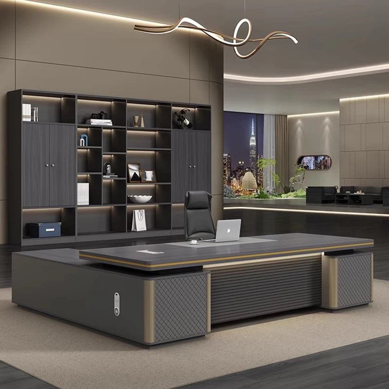 L-shaped writing  and gaming desk