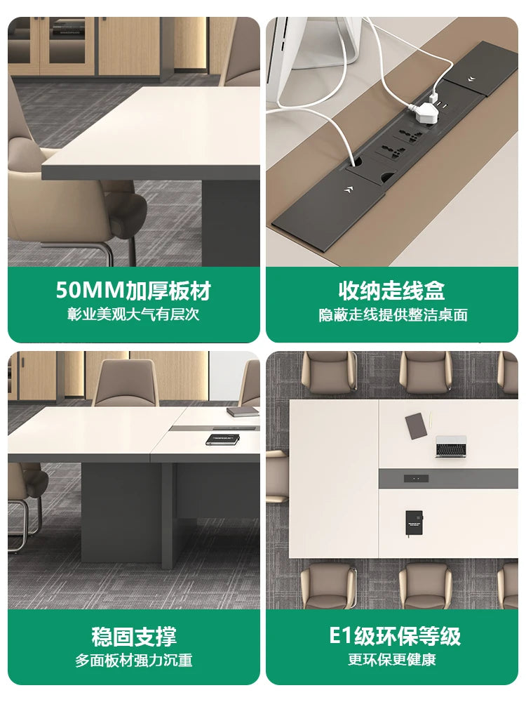 Simple Long Conference Table with Chair Set