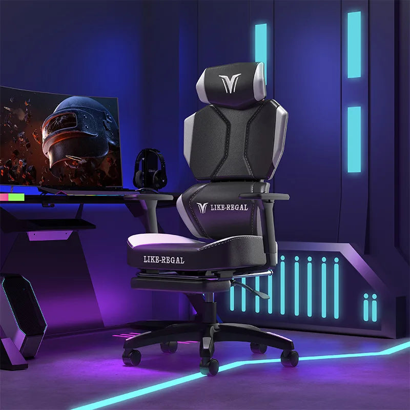 Gamer PC Chair – Comfortable Home Office Furniture with Footrest, Wheels, and Reclining Design