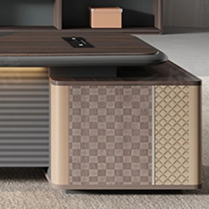 Minimalist executive office desk with shelves extender