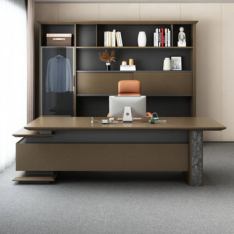 L Shape Boss Office Desk Corner Writing Workstation Storage Gaming Executive Office Desks Drawers Bureau Meuble Home Furnitures