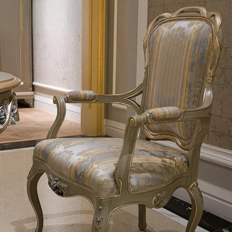 European style dining table and chair combination furniture customized rectangular table of solid wood for 6 people