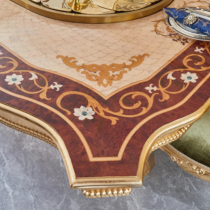 Customized French Carved Rectangular Dining Table: European Style for Large Apartments and Restaurants, Solid Wood Villa Design.