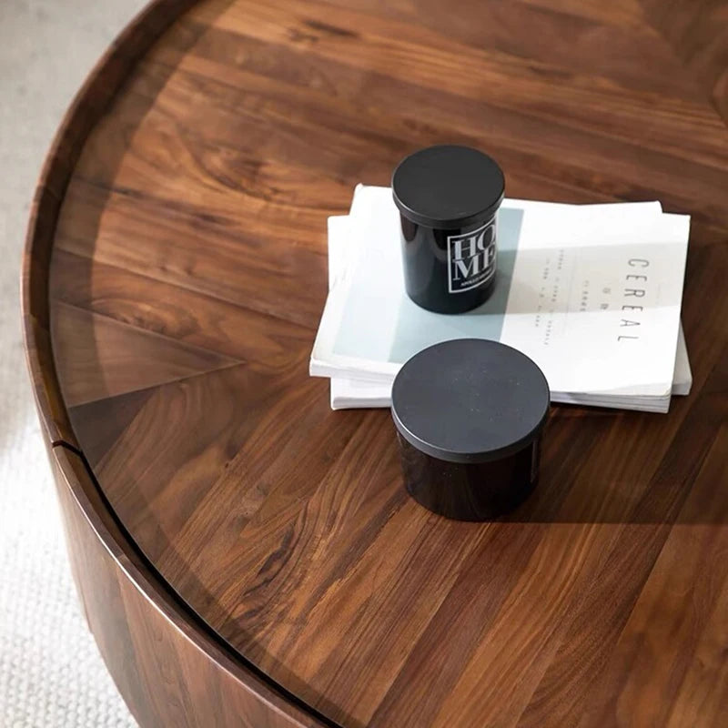 Nordic Solid Wood Coffee Table – Modern Round Design