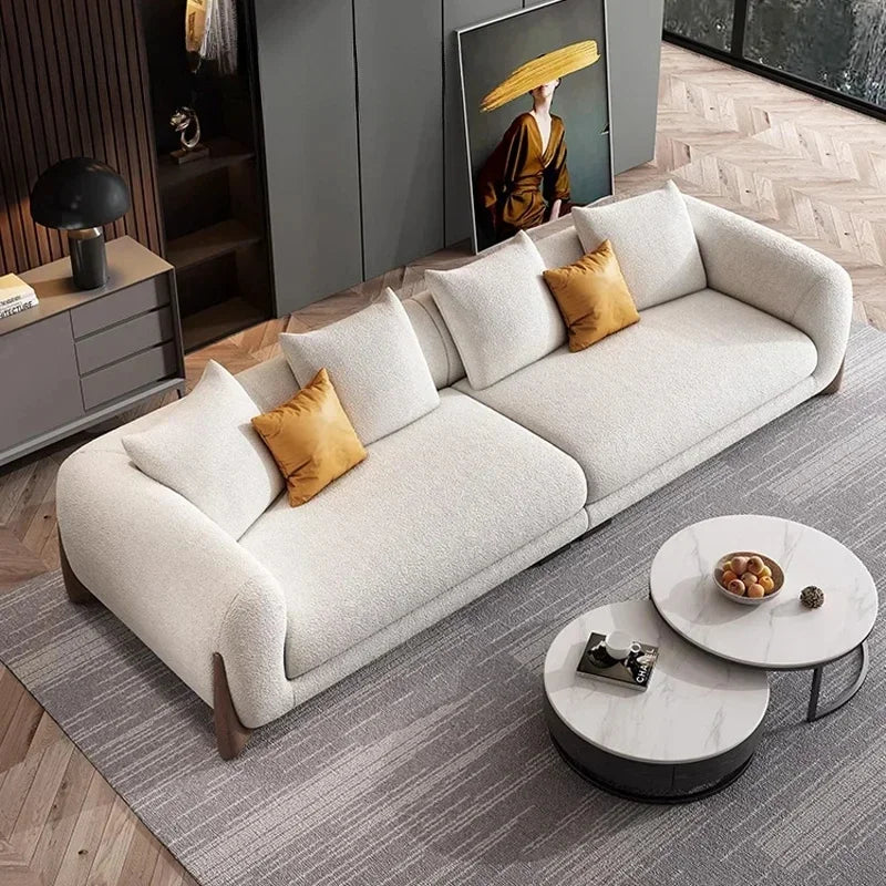 Minimalist Fabric Sofa Italian Small Living Room Modern Lounge Latex Sofa Designer Solid Wood Cream Style Lamb&