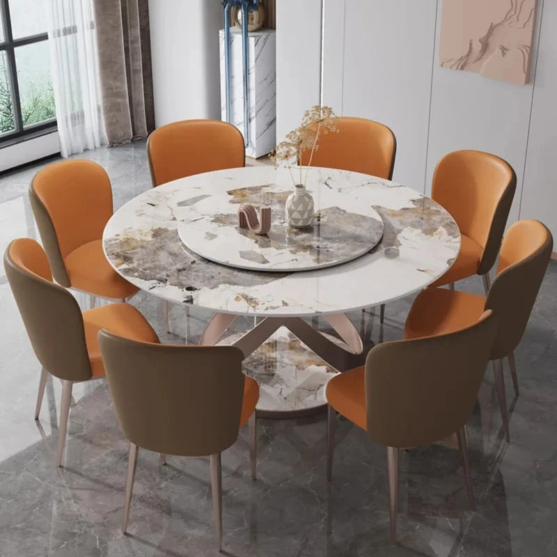 Nordic modern round marble dining Set