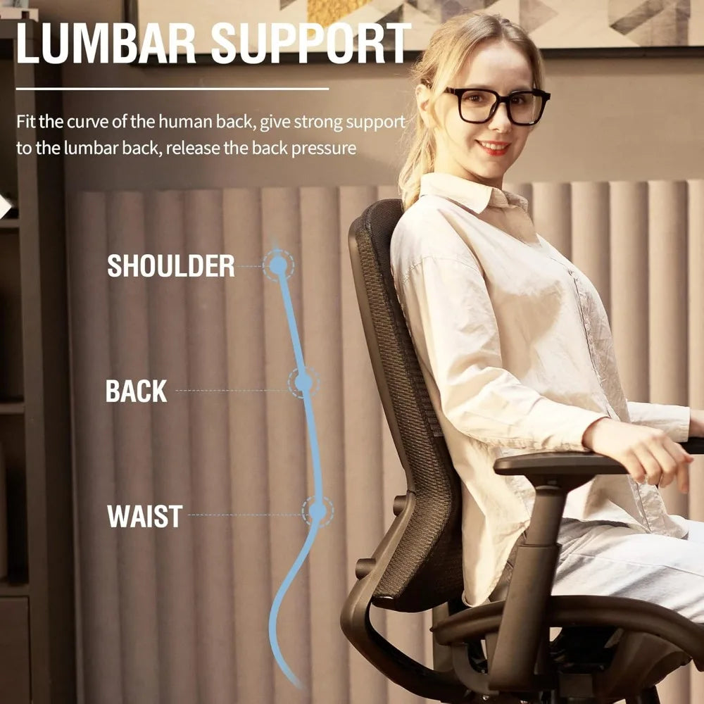Mesh Office Chair,Ergonomic Computer Desk Chair,Sturdy Task Chair- Adjustable Lumbar Support & Armrests,Tilt Function,Comfort