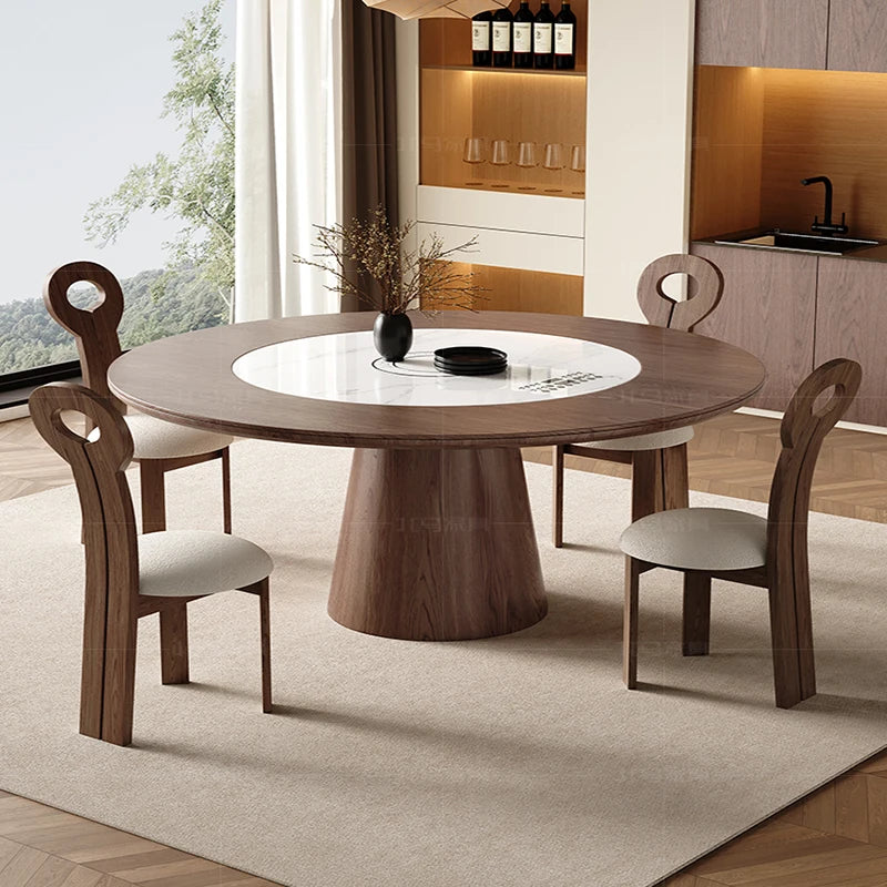 Luxury Dining Room Set – Ceramic Dining Table with Relaxing Chairs and Living Cabinets