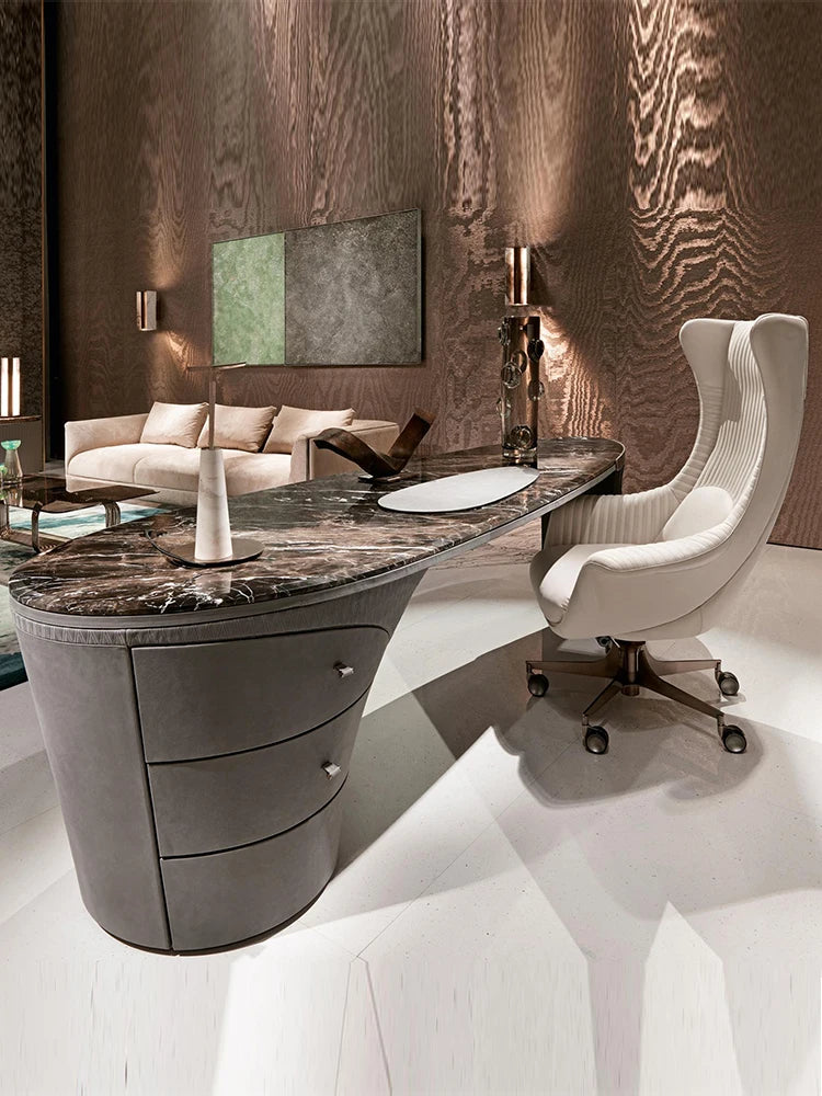Accessible Luxury Marble Writing Desk – Classy Italian Normcore Design