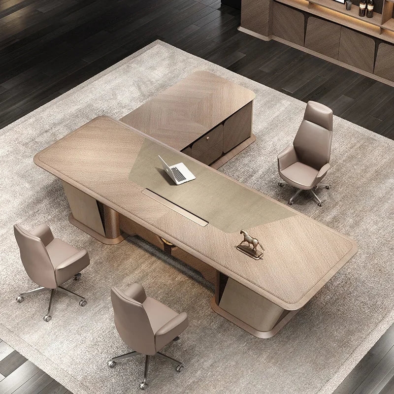 Modern Corner Office Desk with Storage, Luxury Standing Table