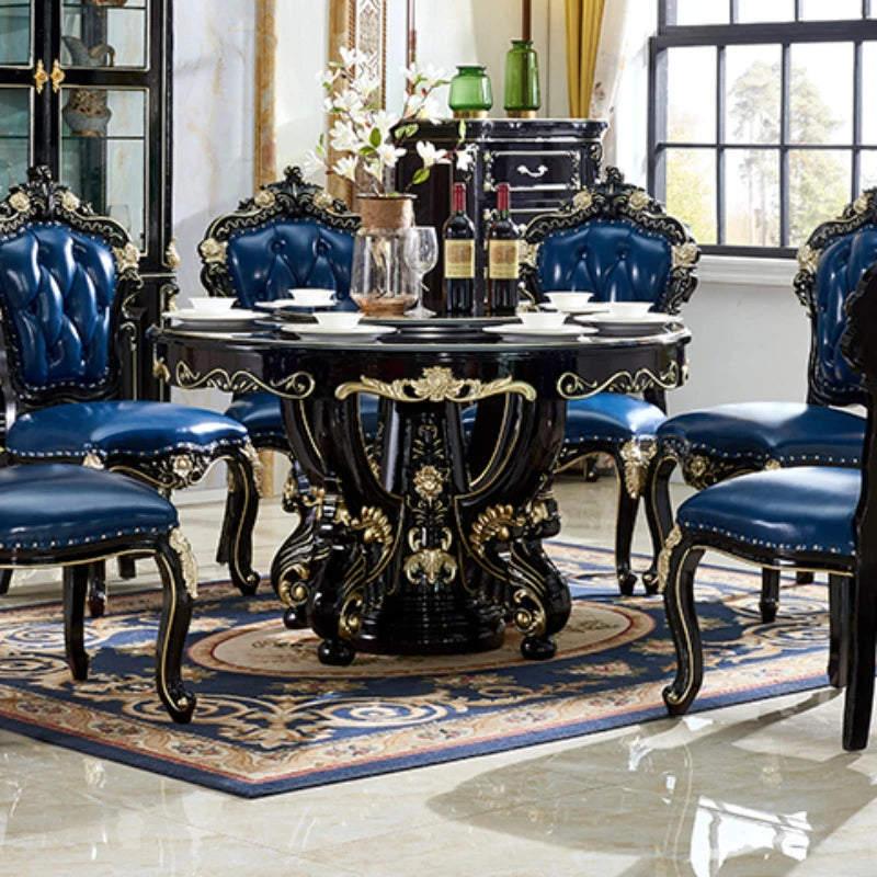 Light Luxury Black Marble European Dining Set