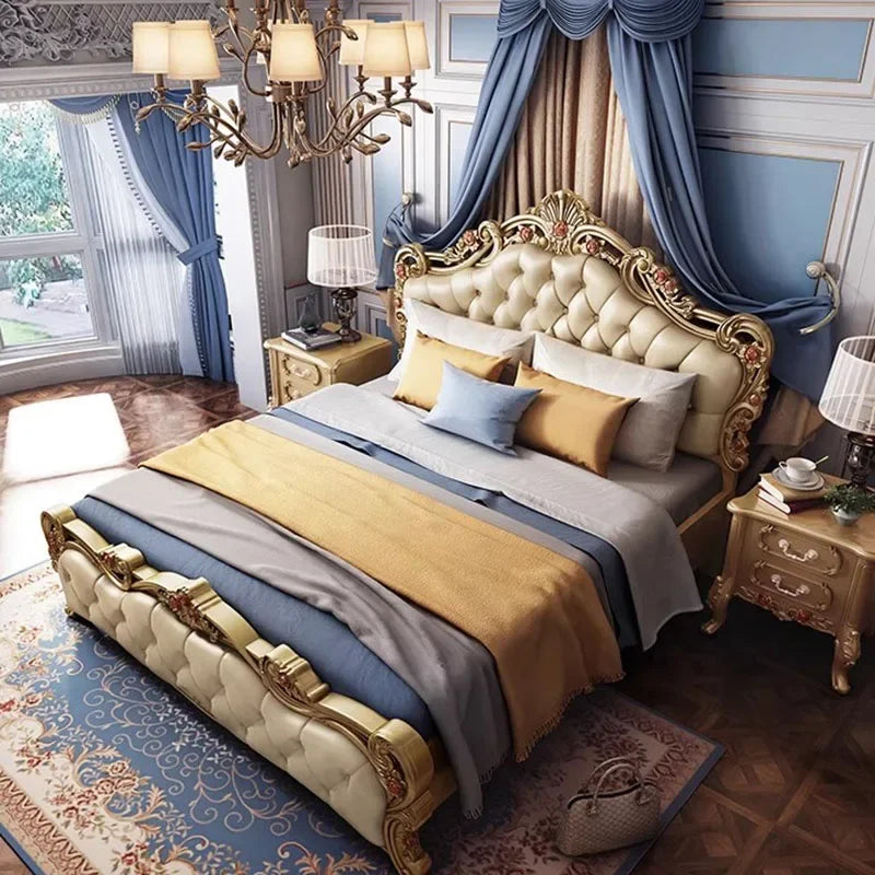 High-End European Queen Bed Frame – Luxury King Size with Elegant Edges