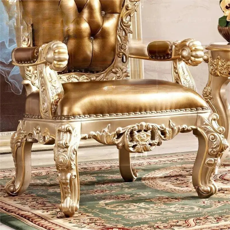 European style leisure tables and chairs, villa reception chairs, living room single person sofa chairs, leather tiger chairs