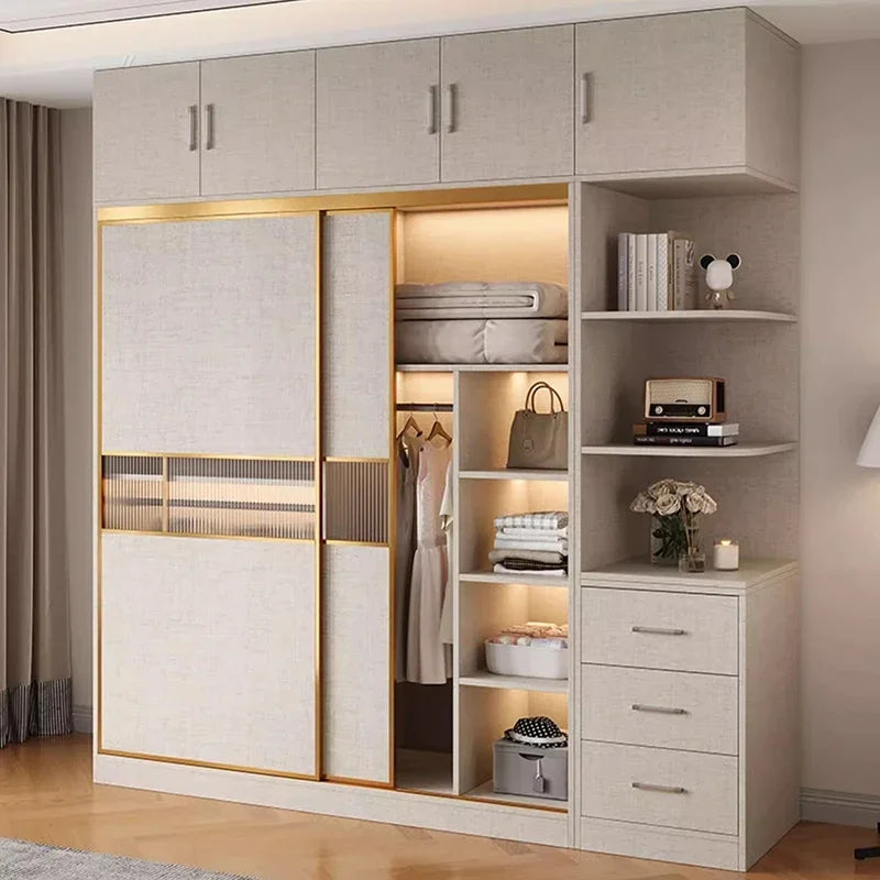 Luxury Modern Clothes Wardrobe, Hanging Dresser Organizer for Bedroom or Apartment, Home Furniture