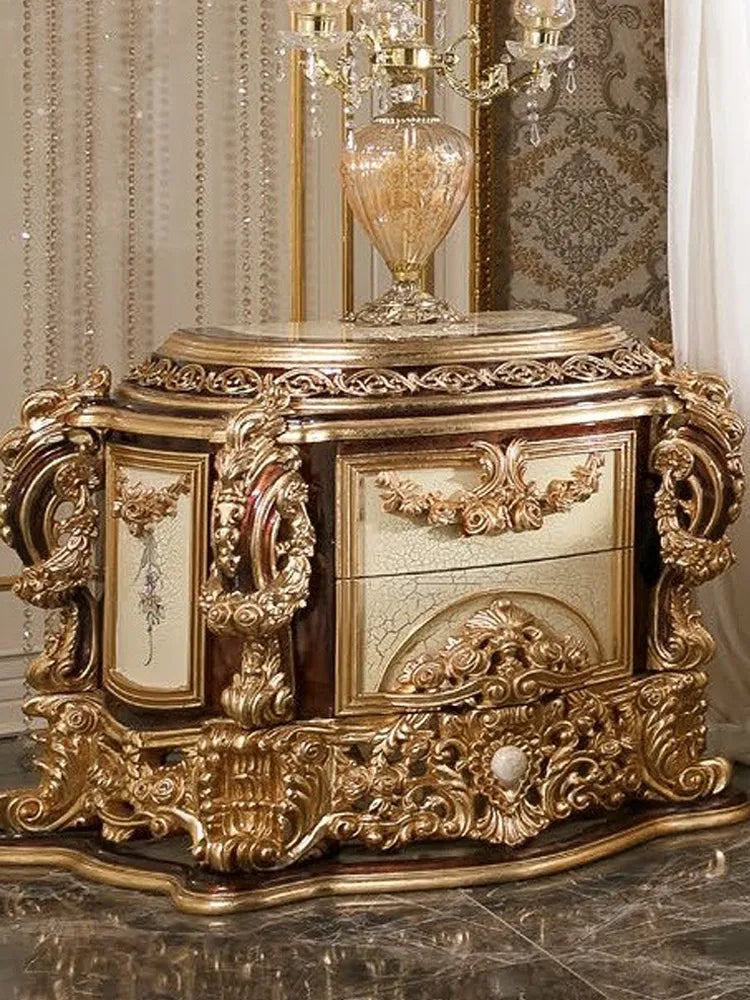Wood Carved Palace Luxury Canopy Bed Villa Princess Bed