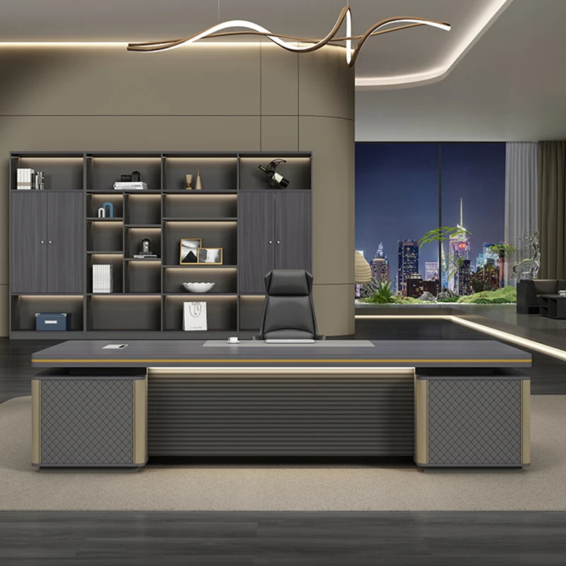 L-shaped writing  and gaming desk