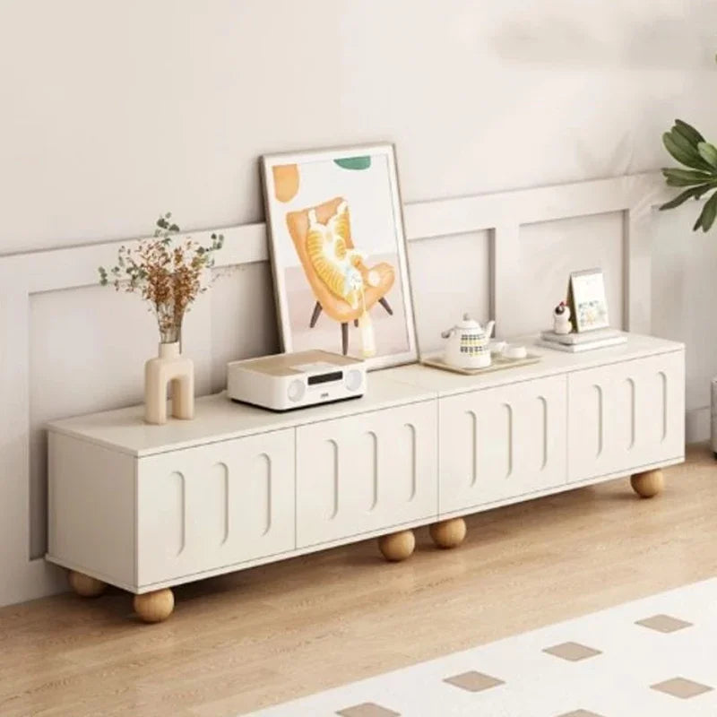 White Wooden TV Table – Modern Living Room Cabinet and Display Stand.
