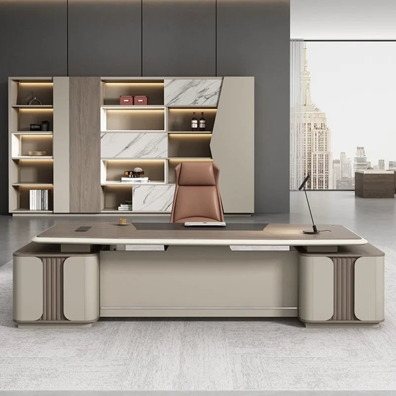 White Simple L-Shaped Office Desk