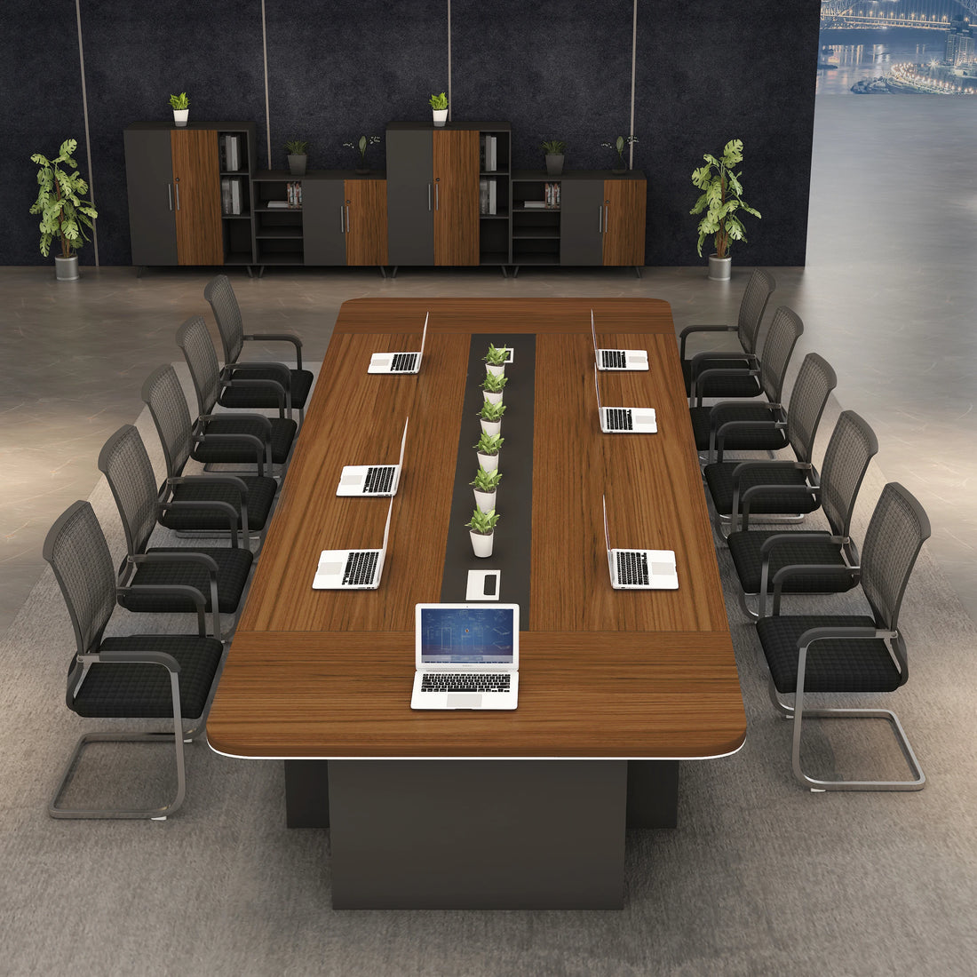 Executive Wood Conference Table & Chair Set