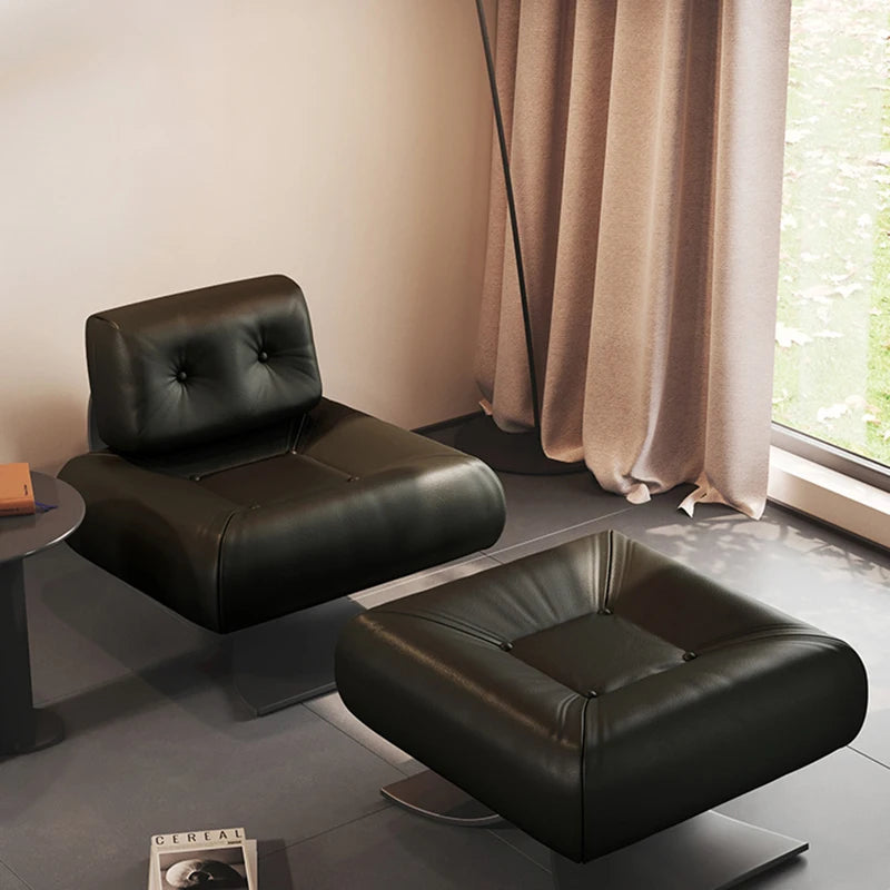 Luxury Floor Chair – Leather Accent Sofa