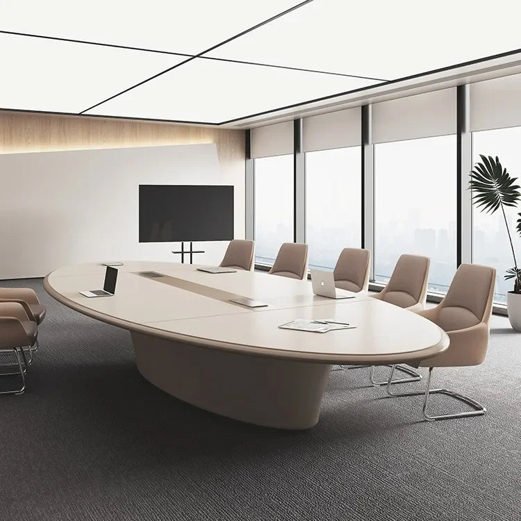Light Luxury Oval Conference Table & Chairs