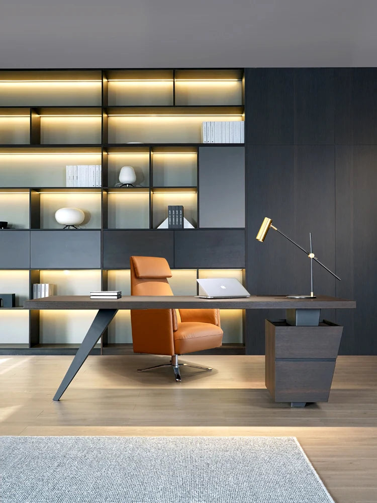 Italian minimalist modern luxury high-end smoked wooden desk desk