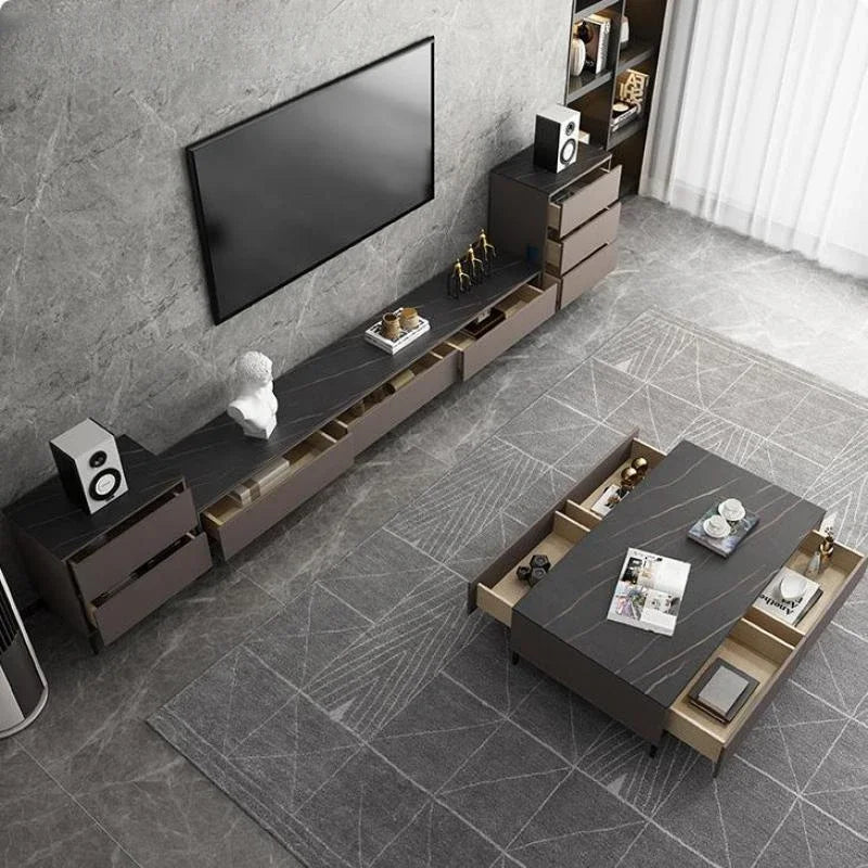 Entertainment Center: Modern Gold TV Console Stand, Luxury Nordic Furniture for Media and Multifunctional Home Use.
