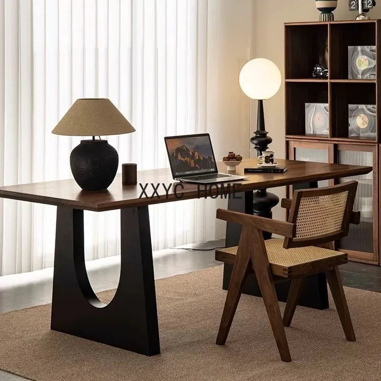 wood dining table rectangular designer computer table living room dining desk integrated household log dining table