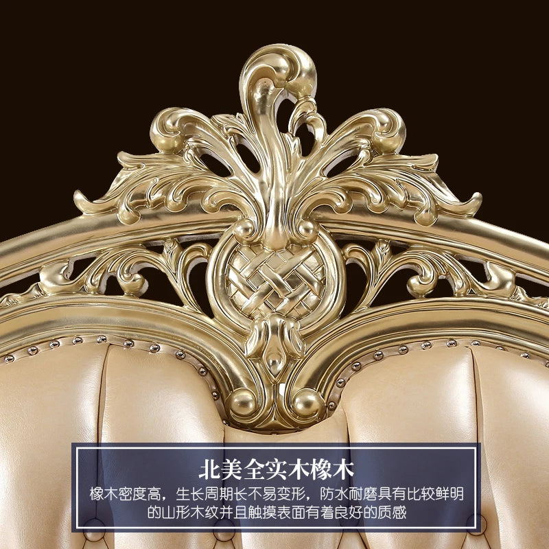 European Style Villa Luxury Solid Wood Carved Princess Bed