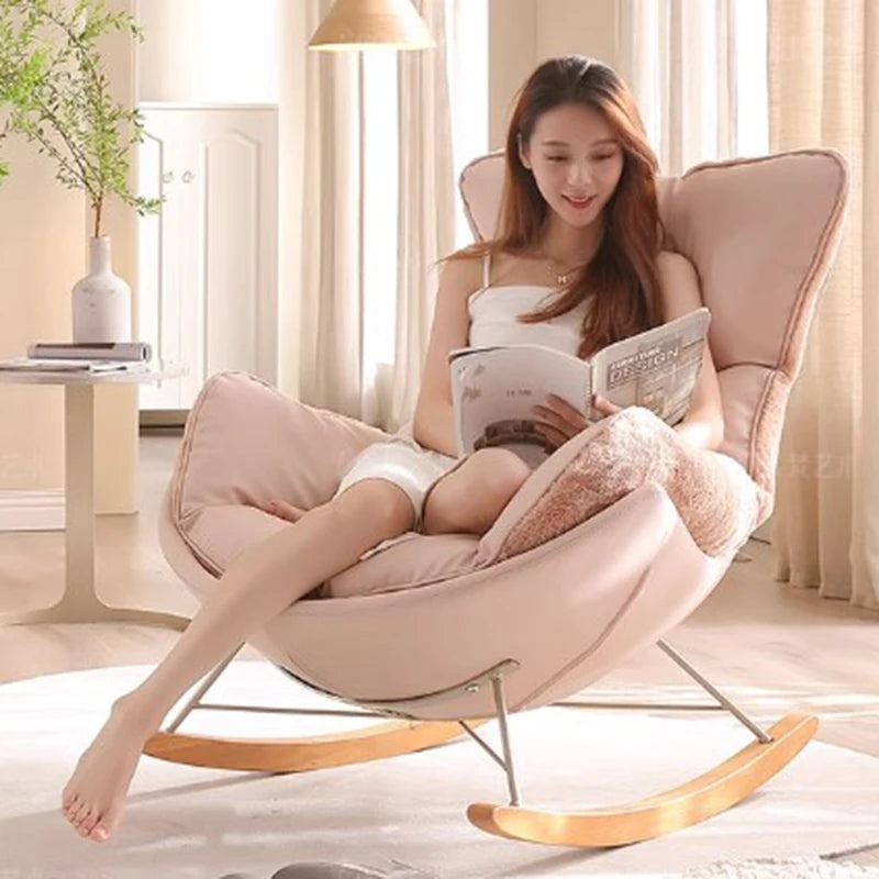 Nordic Design Pink Recliner Chair – Luxury Rocking Chair